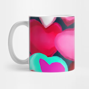 Abstract illustration of bright coloured Valentine Hearts Mug